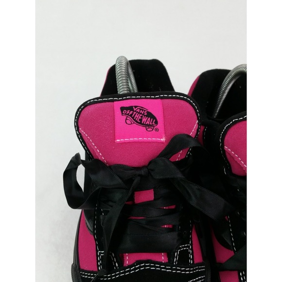 Women's Vans Knu Skool Platform Shoes Sz 8 Black Pink Sneakers Suede Stacked - Picture 4 of 11